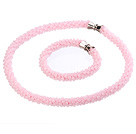Wholesale Fashion Style Single Strand Pink Jade Necklace Bracelet With Magnetic Clasp