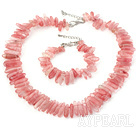 Wholesale Fashion Teeth Shape Cherry Quartz Necklace Bracelet Set With S Clasp Extendable Chain