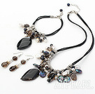 pearl crystal agate necklace bracelet earrings set