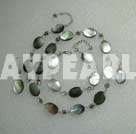Favorite Oval Black Lip Shell Lotus Charm Set (Necklace Bracelet With Matched Earrings)