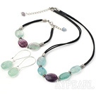 Wholesale Simple Style String&Strand Rainbow Fluorite Necklace Bracelet Earrings Set