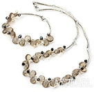 Fashion Multi Color Pearl And Teardrop Smoky Quartz Wired Jewelry Sets (Necklace With Matched Bracelet)