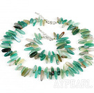 5*22mm green agate necklace bracelet set wirh S shape clasp