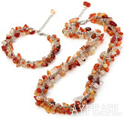 Wholesale Fashion Chipped Agate Necklace Bracelet Sets Adjustable Chains