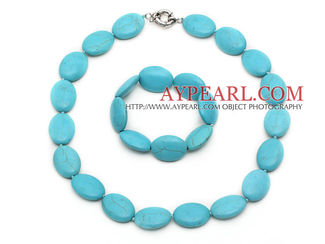 chunky style 18*25mm beads turquoise necklace bracelet set