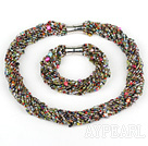 multi strand colorful glass beads set with magnetic clasp