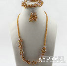 Wholesale yellow Czech crystal necklace bracelet earrings set