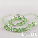 Wholesale green Czech crystal necklace bracelet earrings set 