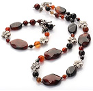 fancy agate and tibet silver charms necklace bracelet set