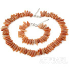 Fashion Red Knotted Teeth Aventurine Set With S Clasp(Necklace With Matched Bracelet)