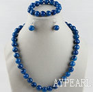 12 faceted blue agate ball necklace bracelet and earrings set