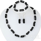 Wholesale admirably white crystal black agate necklace bracelet earring set