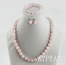 Wholesale 10mm faceted rose quartze beaded necklace bracelet earrings set