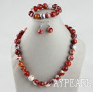 14mm burst pattern agate ball necklace bracelet earrings set