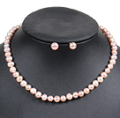 Graceful Natural Pink Freshwater Pearl Jewelty Set (Necklace & Stud Earrings)