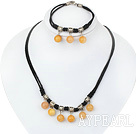 gorgeous 10mm yellow jade necklace bracelet set with extendable chain