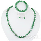 8mm faceted aventurine ball necklace bracelet earrings set