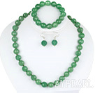 12mm faceted aventurine ball necklace bracelet earrings set
