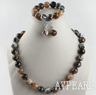 14mm burst pattern color agate ball necklace bracelet earrings set
