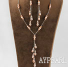 6-8mm natural pink pearl necklace earrings set