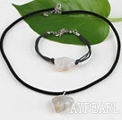 lovely grey agate necklace bracelet set with extendable chain