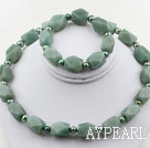 Wholesale Dark Green Freshwater Pearl and Aniseed Aventurine Set ( Necklace and Matched Bracelet )