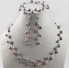bridal jewelry 6-7 natural grey rice pearl necklace bracelet earrings set
