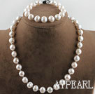 10-11mm white fresh water pearl necklace bracelet set