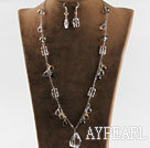 Marvelous White And Smoky Crystal Necklace Earrings Sets