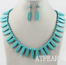 leaf shape turquoise necklace earrings set