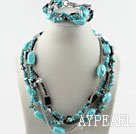 Turquoise and Gray Crystal Set (Necklace and Matched Bracelet)