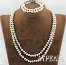 Two Strands Natural White Freshwater Pearl Bridal Sets (Necklace and matched bracelet)
