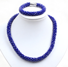Fashion Simple Blue Jade-Like Crystal Jewelry Set (Necklace With Matched Bracelet)