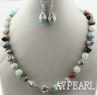 Wholesale 12mm Round Amazon Stone Set ( Necklace and Matched Earrings )