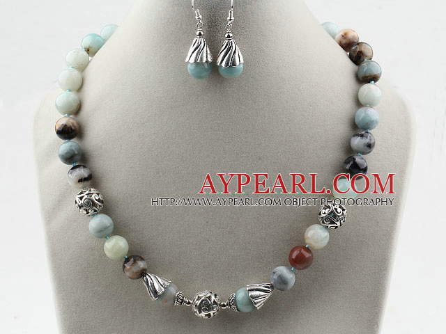 12mm Round Amazon Stone Set ( Necklace and Matched Earrings )