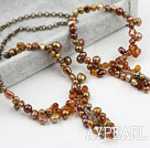 New Design Brown Pearl Crystal Set (Necklace and Matched Bracelet)