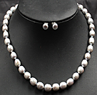 Gray Rise Pearl Necklace and Matched Studs Earrings Sets