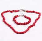 Simple Style Irregular Shape Red Coral Beads Jewelry Set(Necklace With Matched Bracelet)