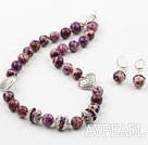 New Design 12mm Purple Imperial Jasper Set ( Necklace with Matched Earrings )
