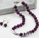12mm Faceted Purple Agate Set ( Necklace and Matched Earrings )