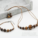 New Design Tiger Eye Set ( Necklace Bracelet and Matched Earrings )