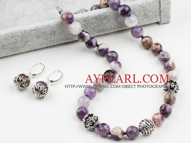 12mm Faceted Amethyst Set ( Necklace and Matched Earrings )