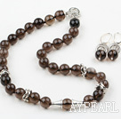 Wholesale 12mm Natural Smoky Quartz Set ( Necklace and Matched Earrings )