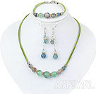 Wholesale favourite rainbow fluorite necklace bracelet earring set