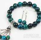 Classic Design Round Phoenix Elastic Beaded Bracelet with Matched Dangle Earrings