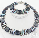 Biwa Pearl and Sodalite Set ( Necklace and Matched Bracelet )