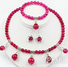Wholesale Rose Pink Agate Set ( Necklace Bracelet and Matched Earrings )