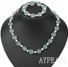 pearl and switzerland blue necklace bracelet set