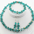Green Crystal Set ( Necklace Bracelet and Matched Earrings )