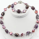 Coin Pearl and Amethyst Set ( Necklace and Matched Earrings )